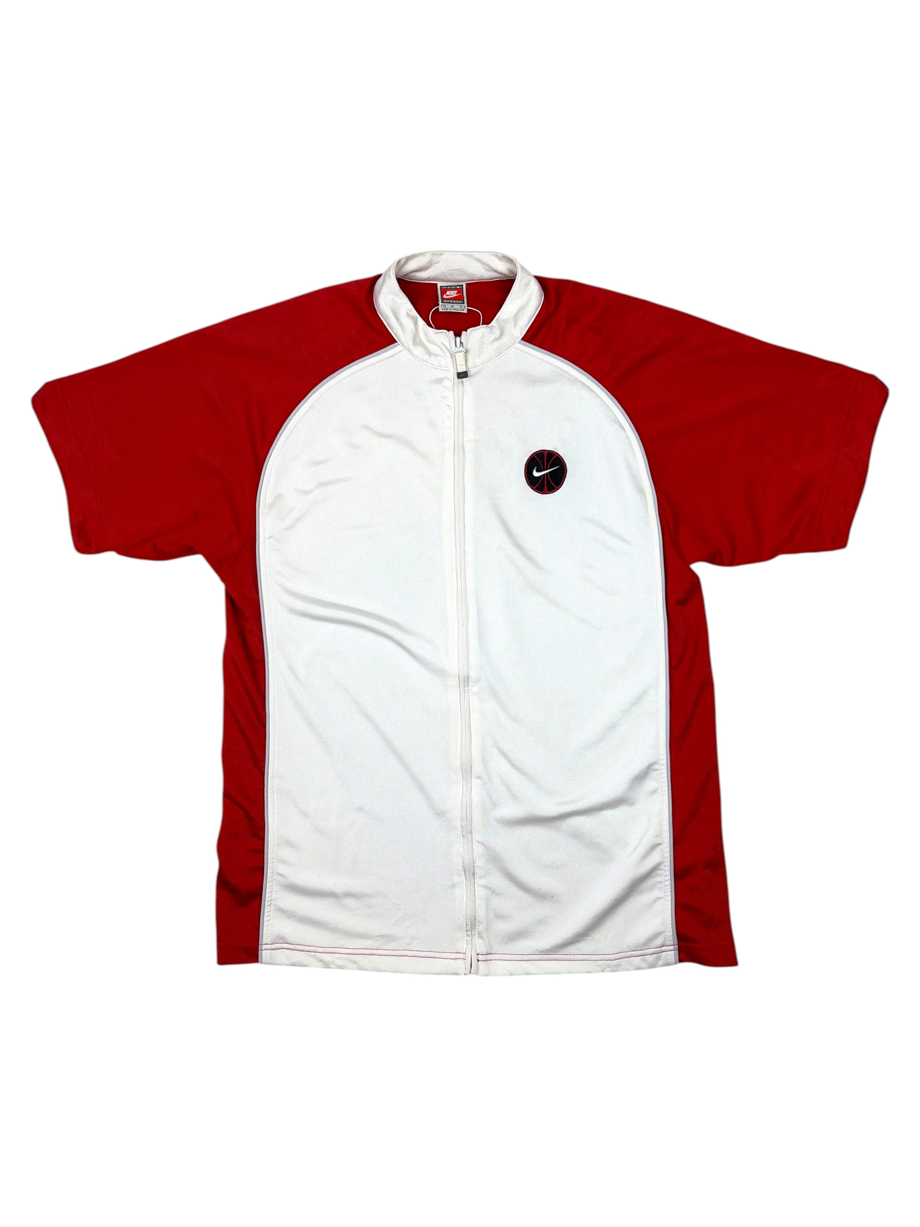 Vintage Nike kurzärmliche Sweatjacke Weiß, Rot - XL