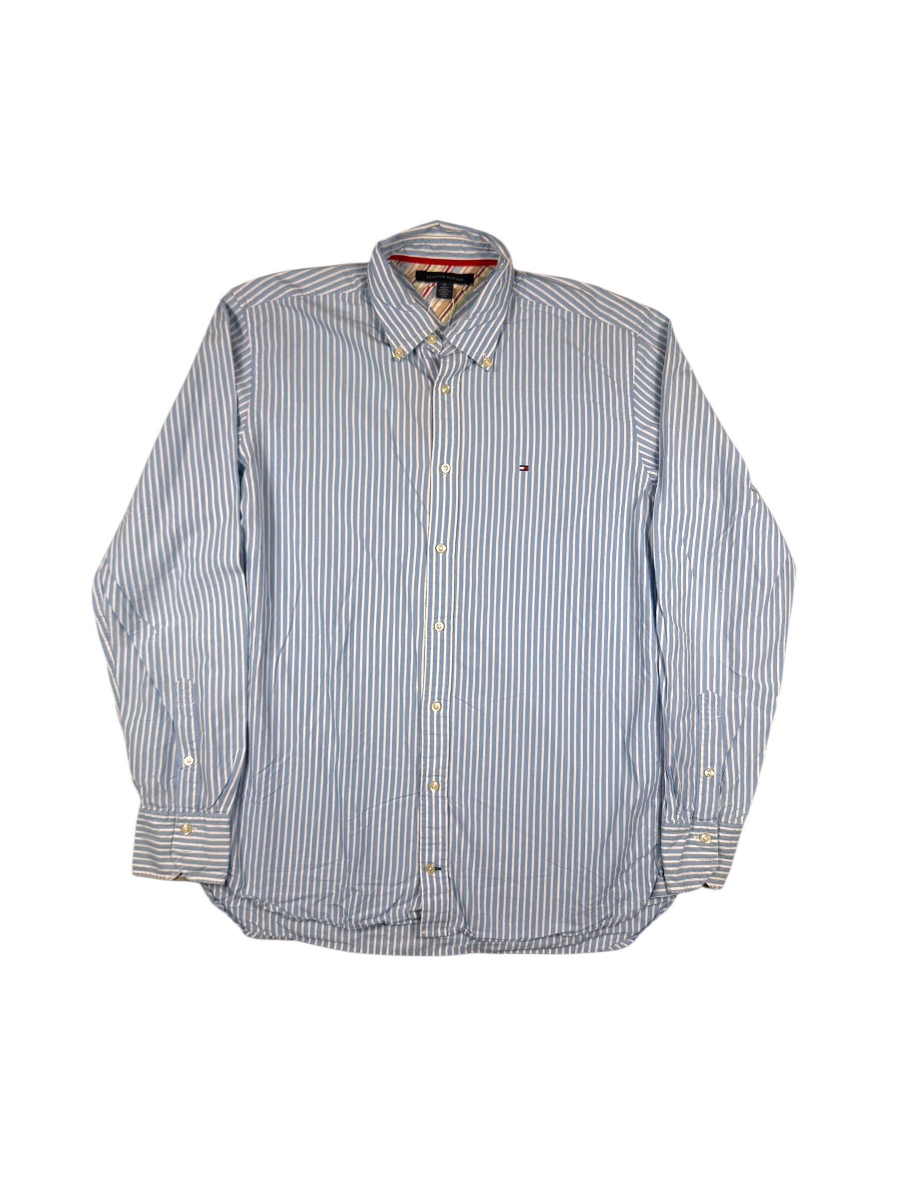 Vintage Tommy Hilfiger Hemd Gestreift, Hellblau – Größe M