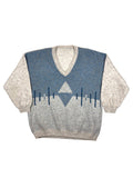 Vintage Pullover Grau, Blau – Größe L