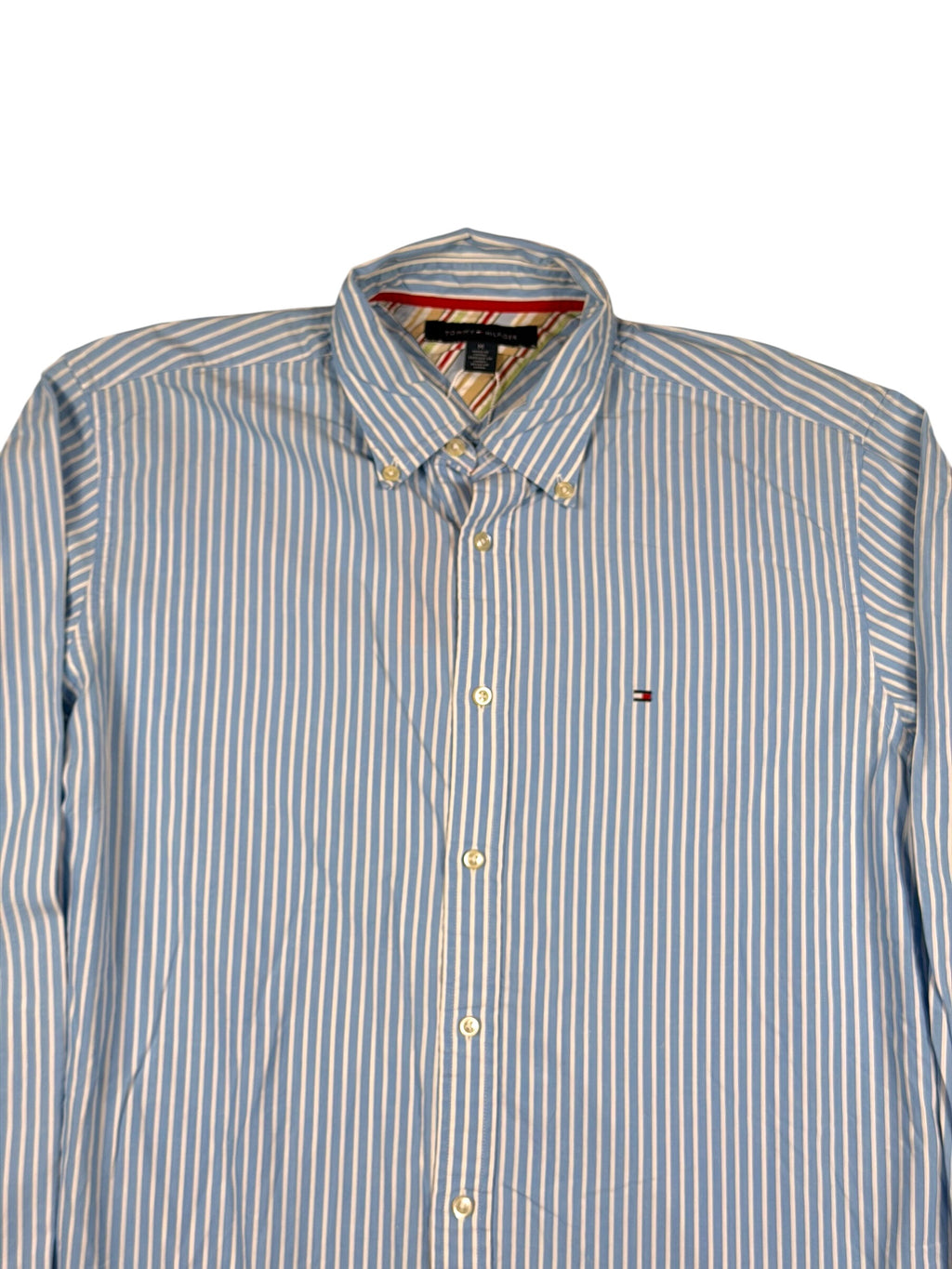 Vintage Tommy Hilfiger Hemd Gestreift, Hellblau – Größe M