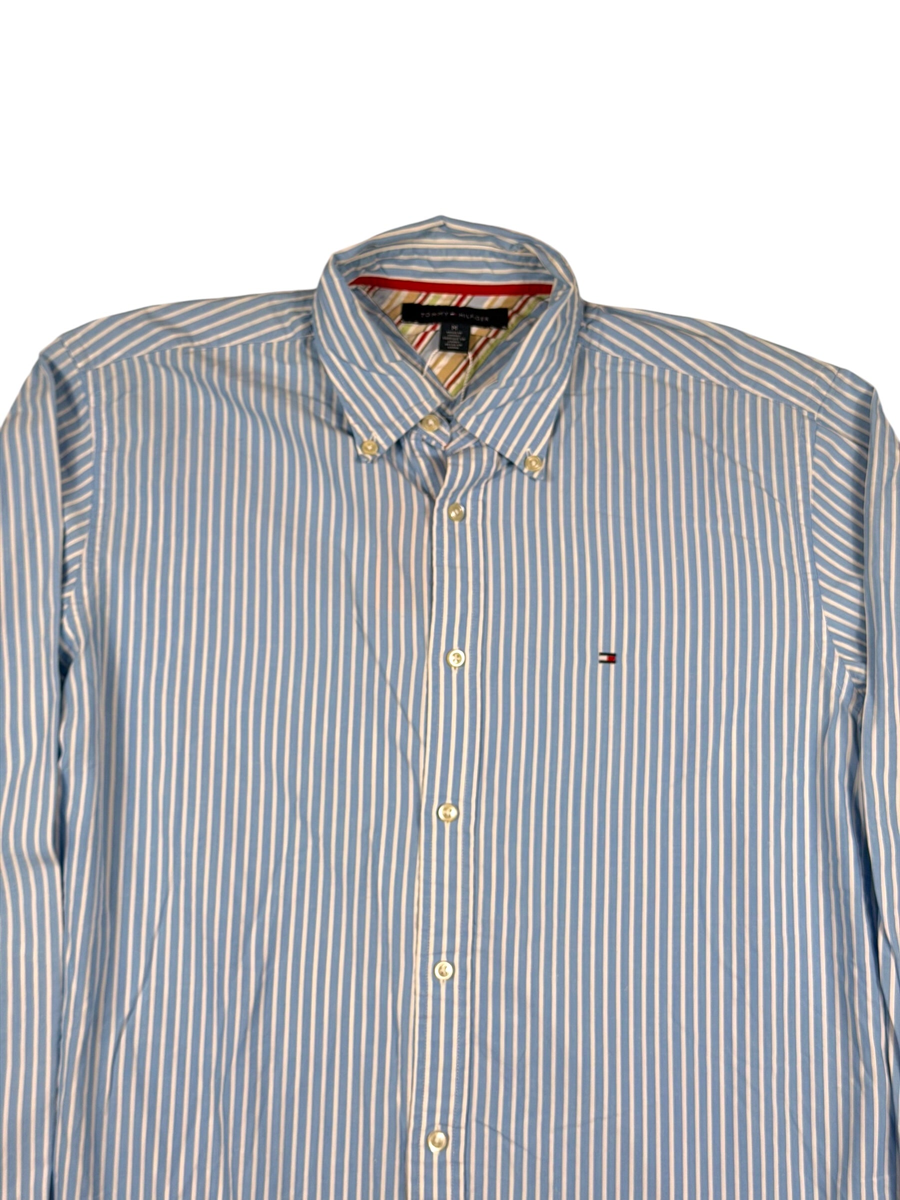 Vintage Tommy Hilfiger Hemd Gestreift, Hellblau – Größe M
