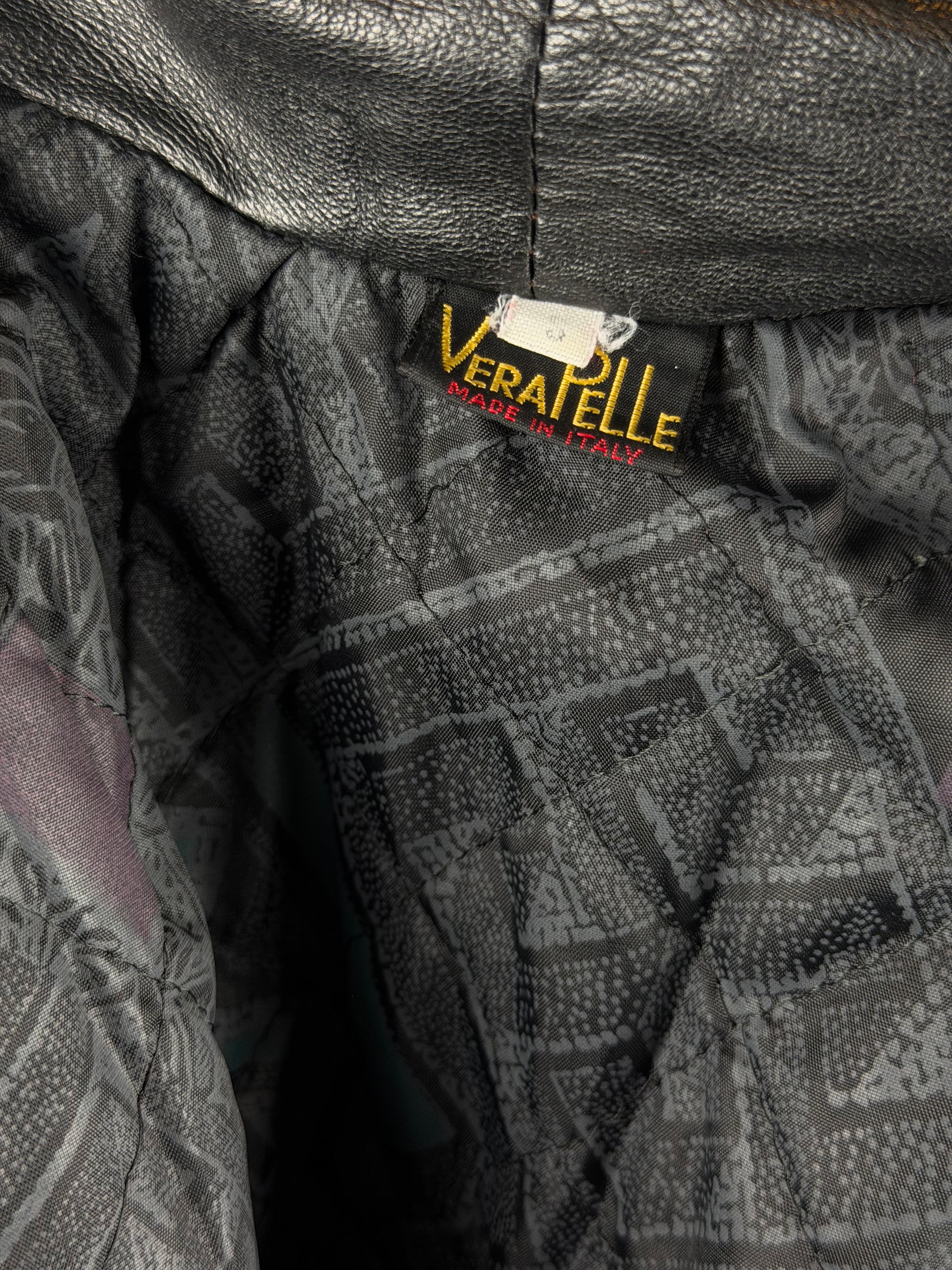 Vintage VeraPelle Lederjacke Schwarz – Größe S