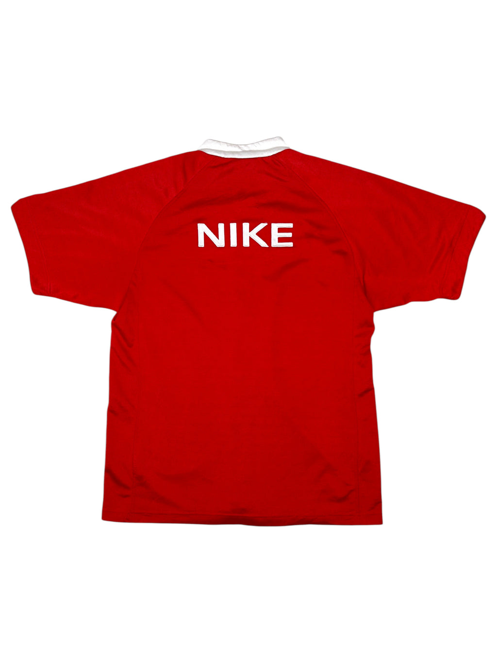 Vintage Nike kurzärmliche Sweatjacke Weiß, Rot - XL