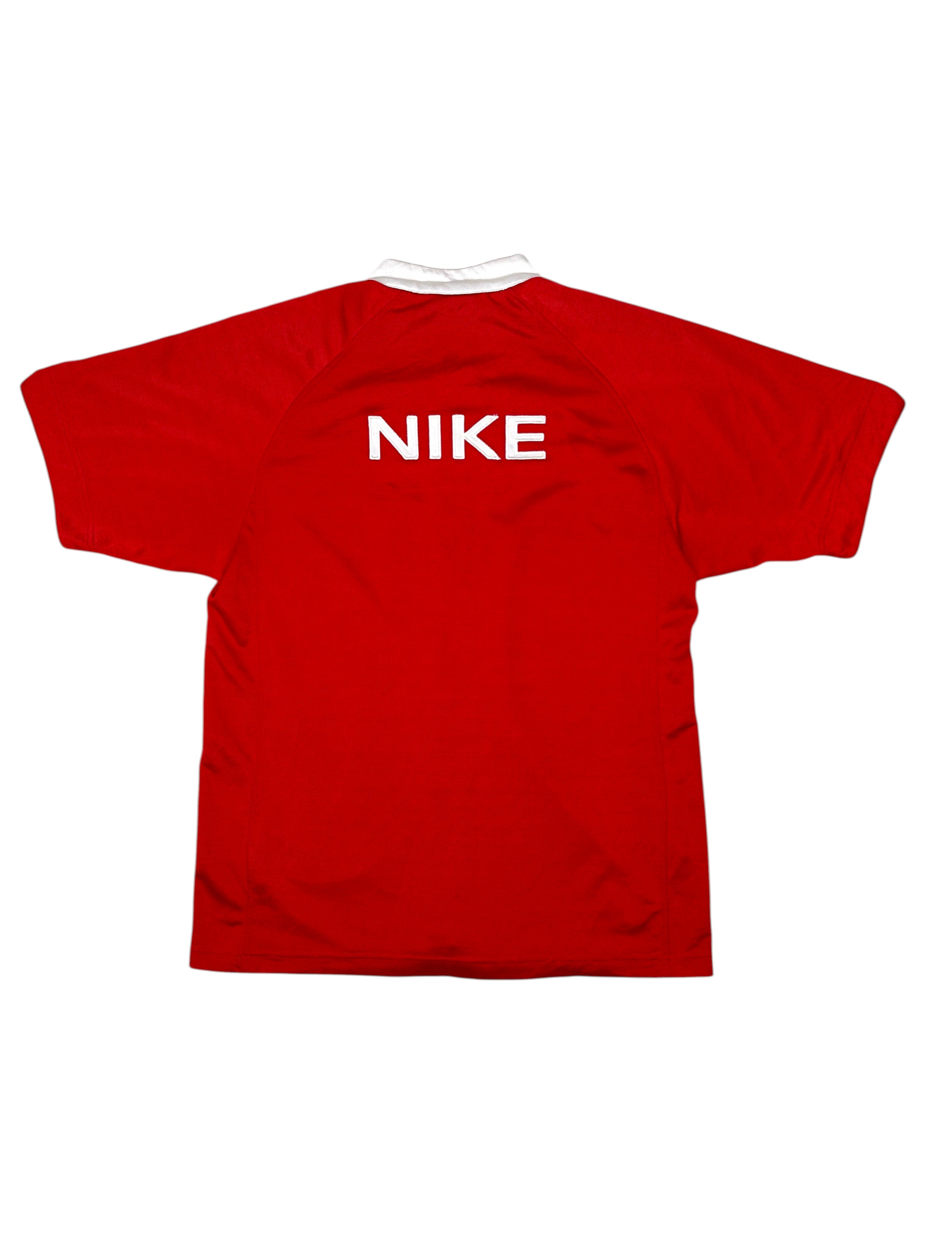 Vintage Nike kurzärmliche Sweatjacke Weiß, Rot - XL