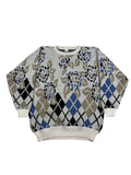 Vintage Pullover Weiß, Blau – Größe L
