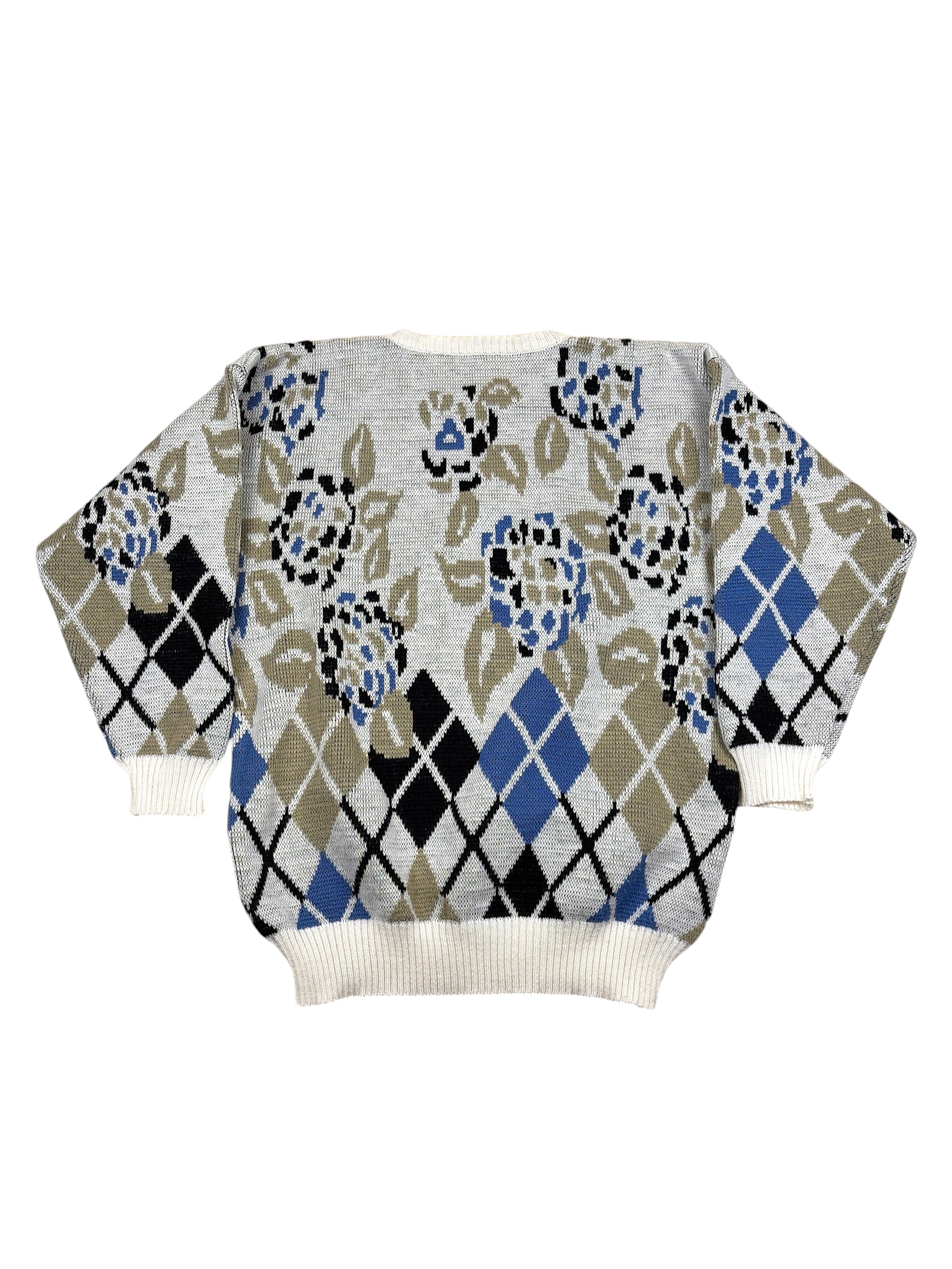 Vintage Pullover Weiß, Blau – Größe L