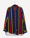 Vintage Polo Ralph Lauren Hemd in Dunkelblau mit roten und gelben Streifen