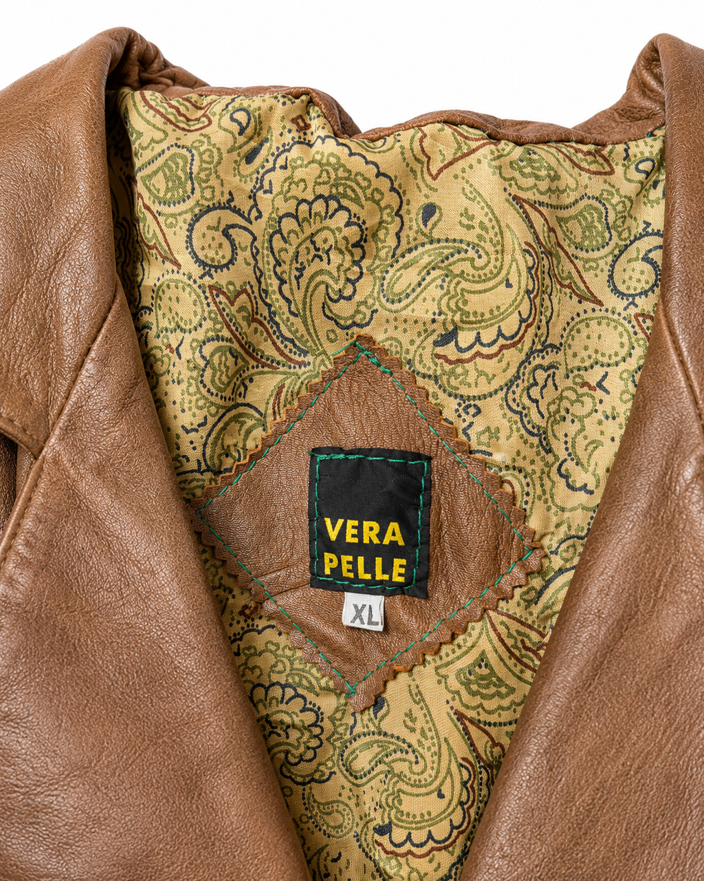Vintage Vera Pelle Fransen-Lederjacke Größe XL – Detailansicht