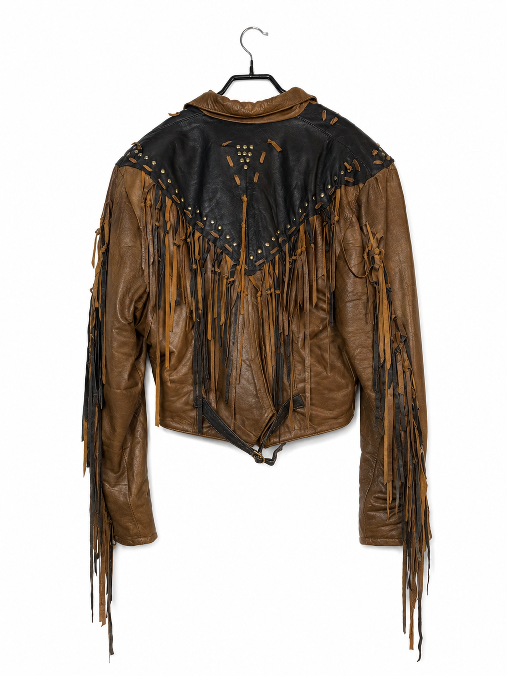 Vintage Vera Pelle Fransen-Lederjacke Größe XL – Rückseite
