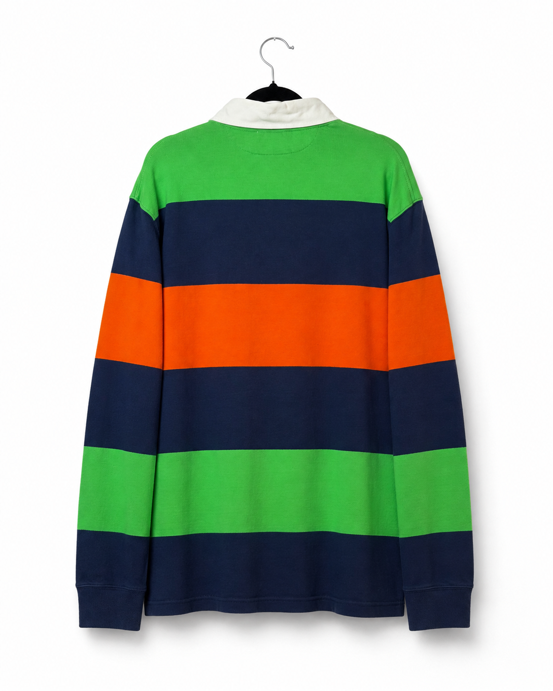 Vintage Polo Ralph Lauren Rugbyshirt gestreift Grün Navy Orange – Rückseite