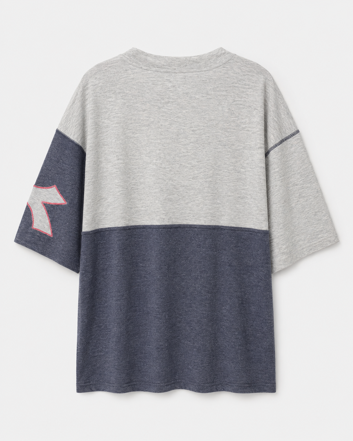 Vintage Diadora Colorblock T-Shirt Grau Blau Größe M Rückseite