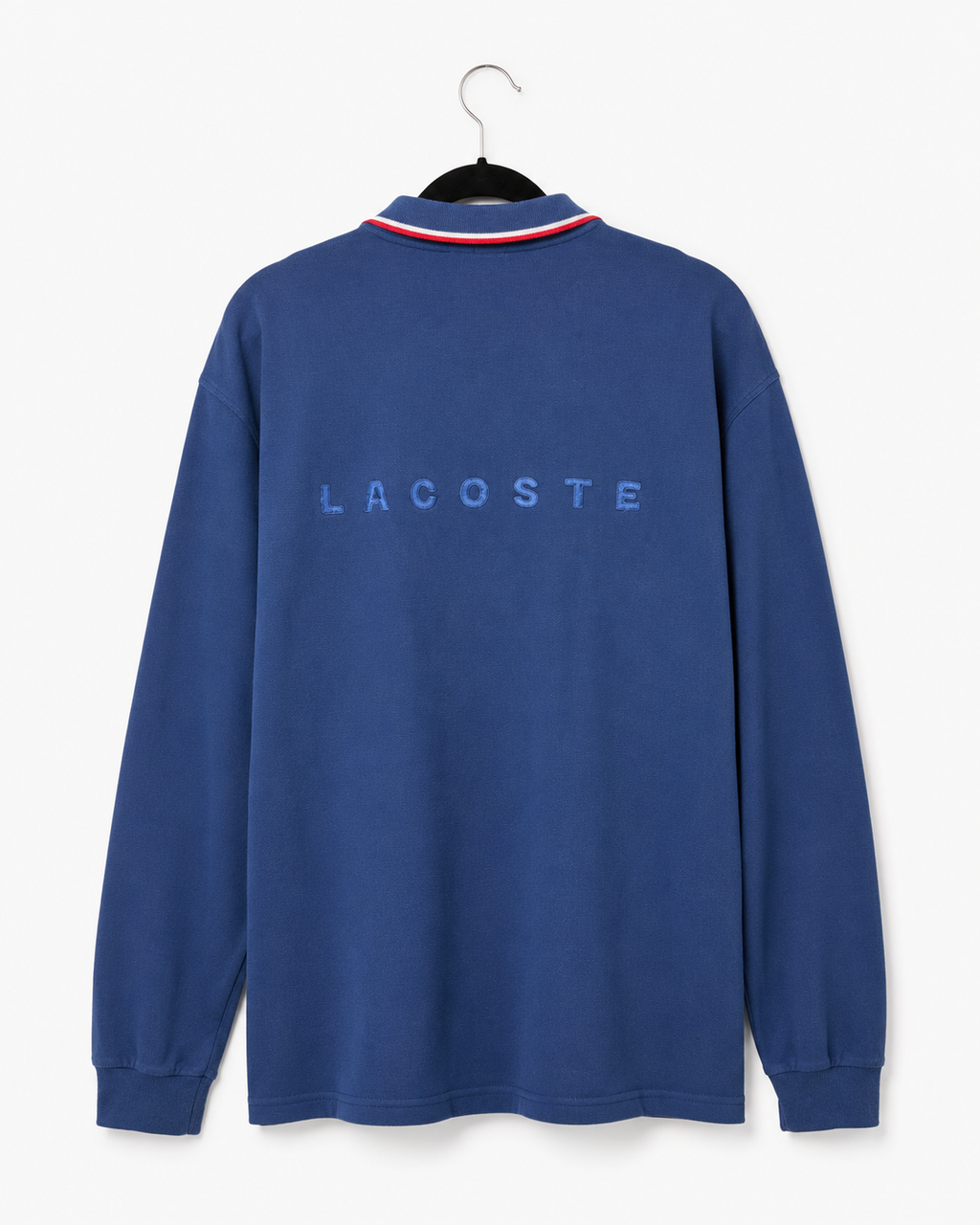 Vintage Lacoste Poloshirt Blau Rot Weiß – Rückseite