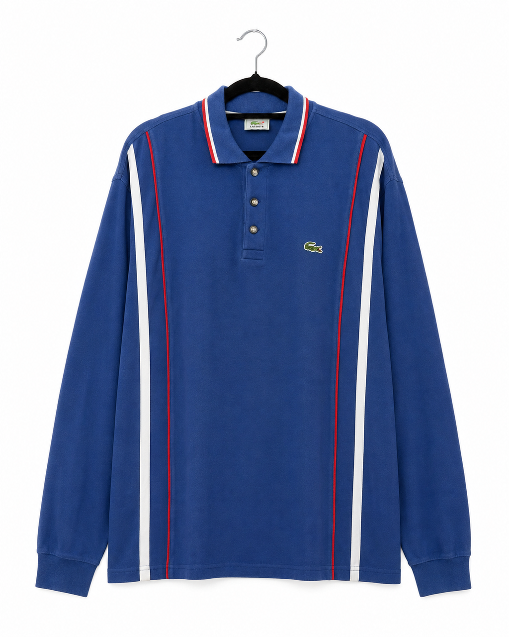 Vintage Lacoste Poloshirt Blau Rot Weiß – Vorderseite