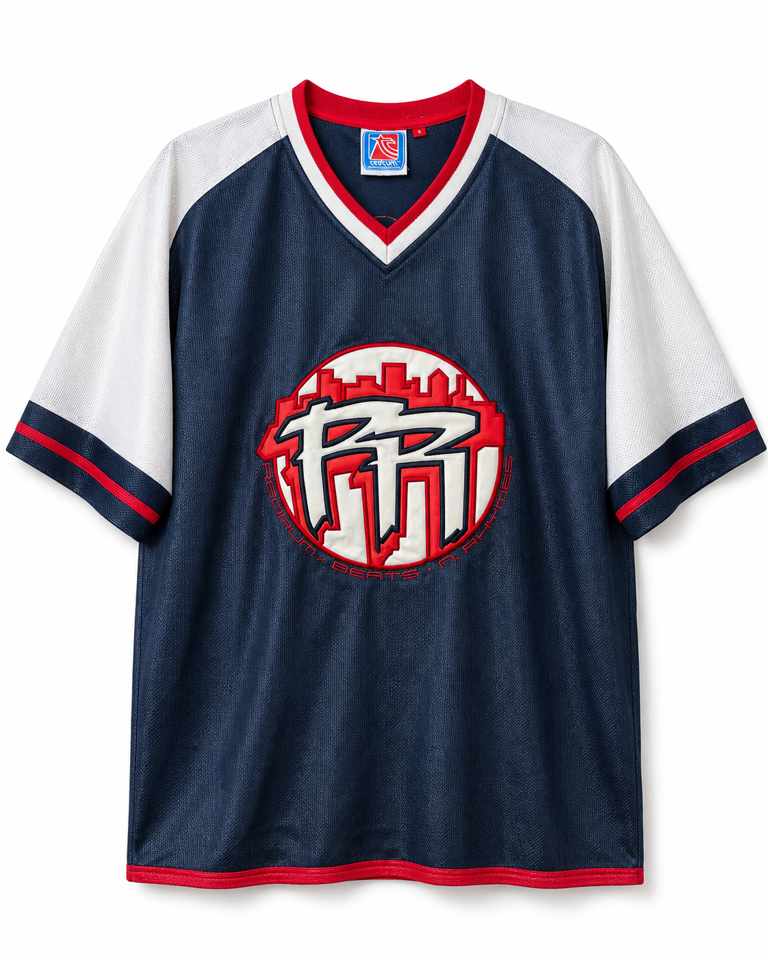 Vintage Ruff Ryders Trikot Navy Weiß Rot Größe L Vorderseite