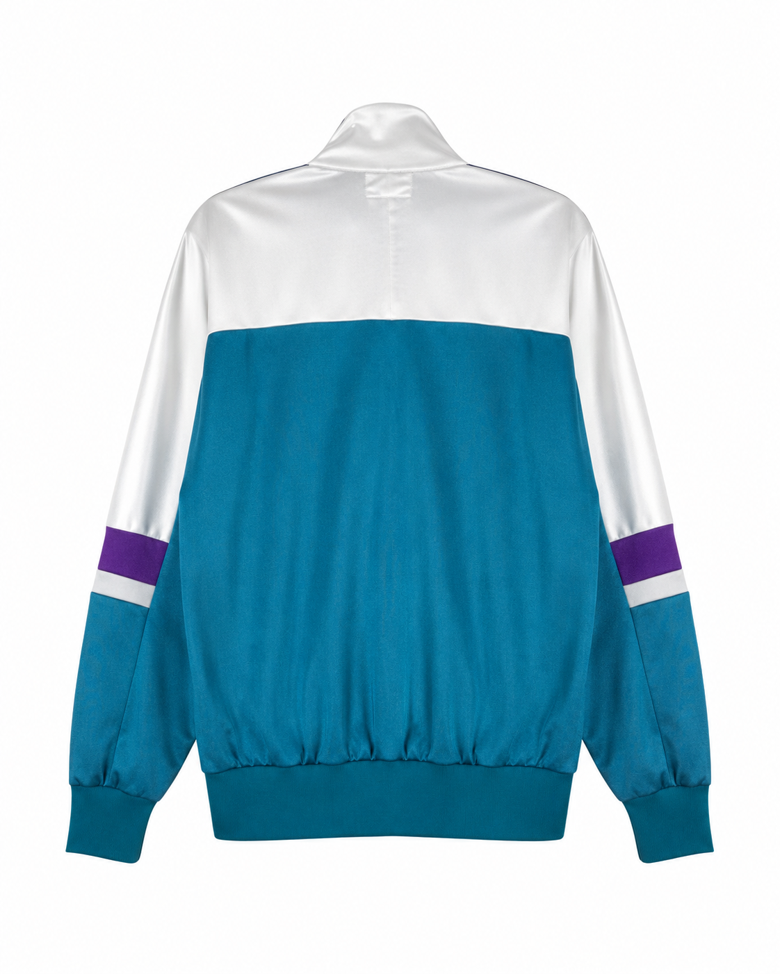 Vintage ASICS Trainingsjacke Türkis Weiß Lila – Rückansicht