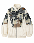 Vintage Windbreaker Creme mit abstraktem Retro-Print – Vorderansicht