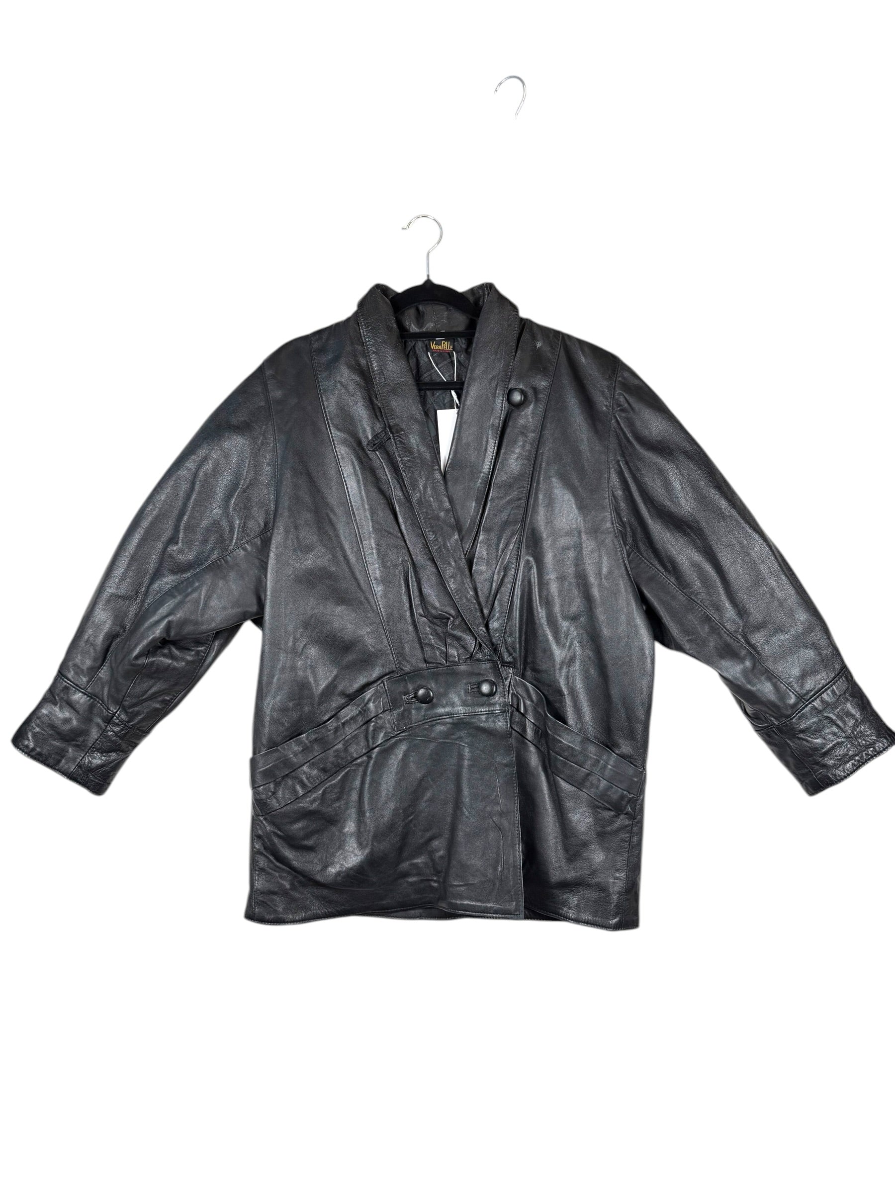 Vintage VeraPelle Lederjacke Schwarz – Größe S
