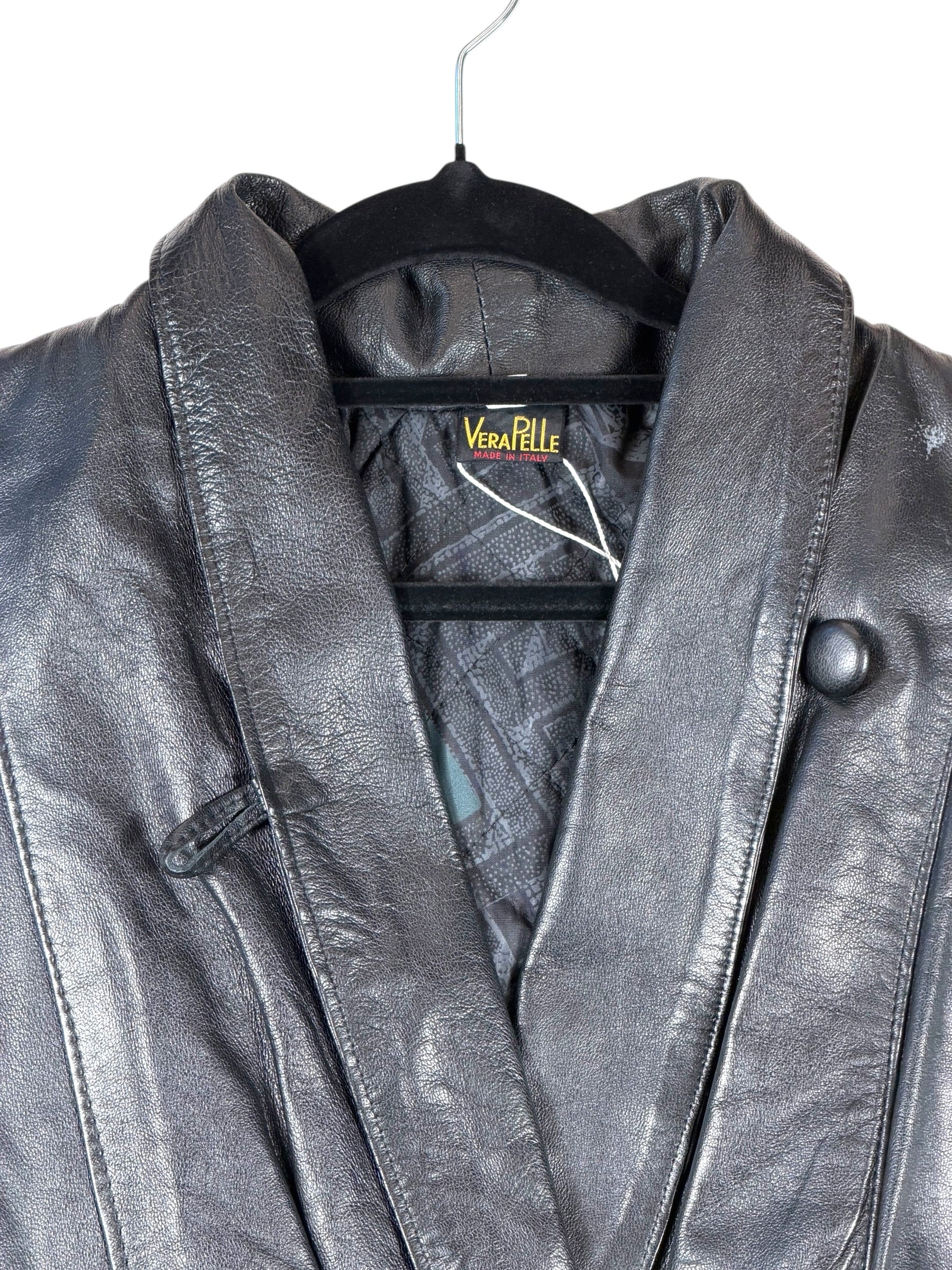 Vintage VeraPelle Lederjacke Schwarz – Größe S