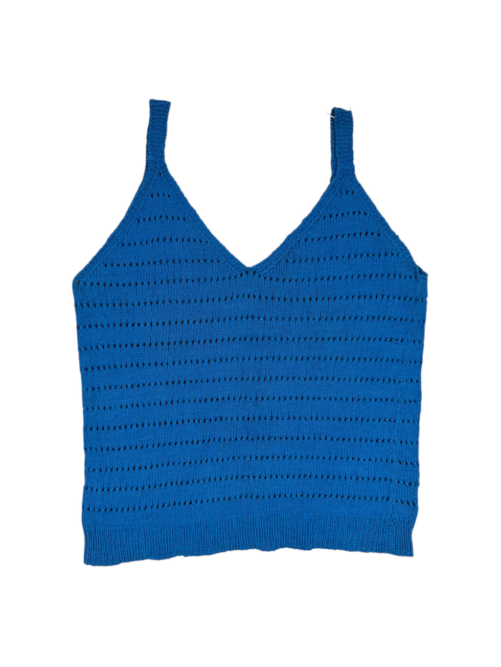 Vintage Top Gehäkelt Blau – Größe L