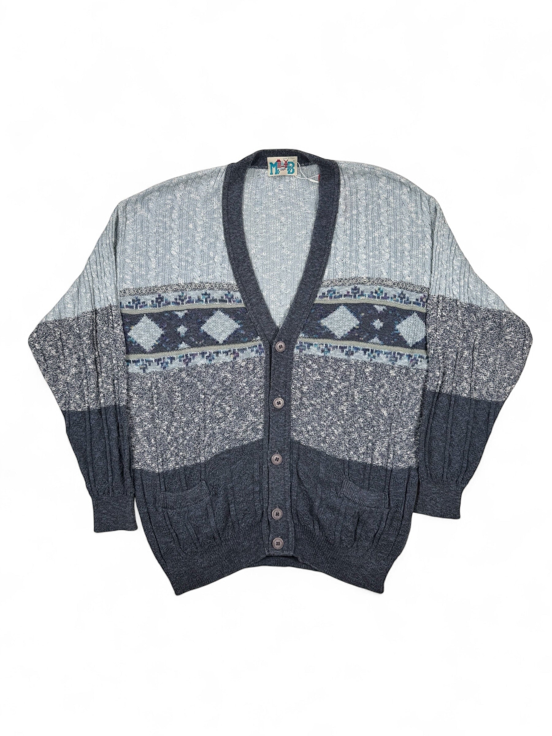 Vintage Strickpullover Blau – Größe L