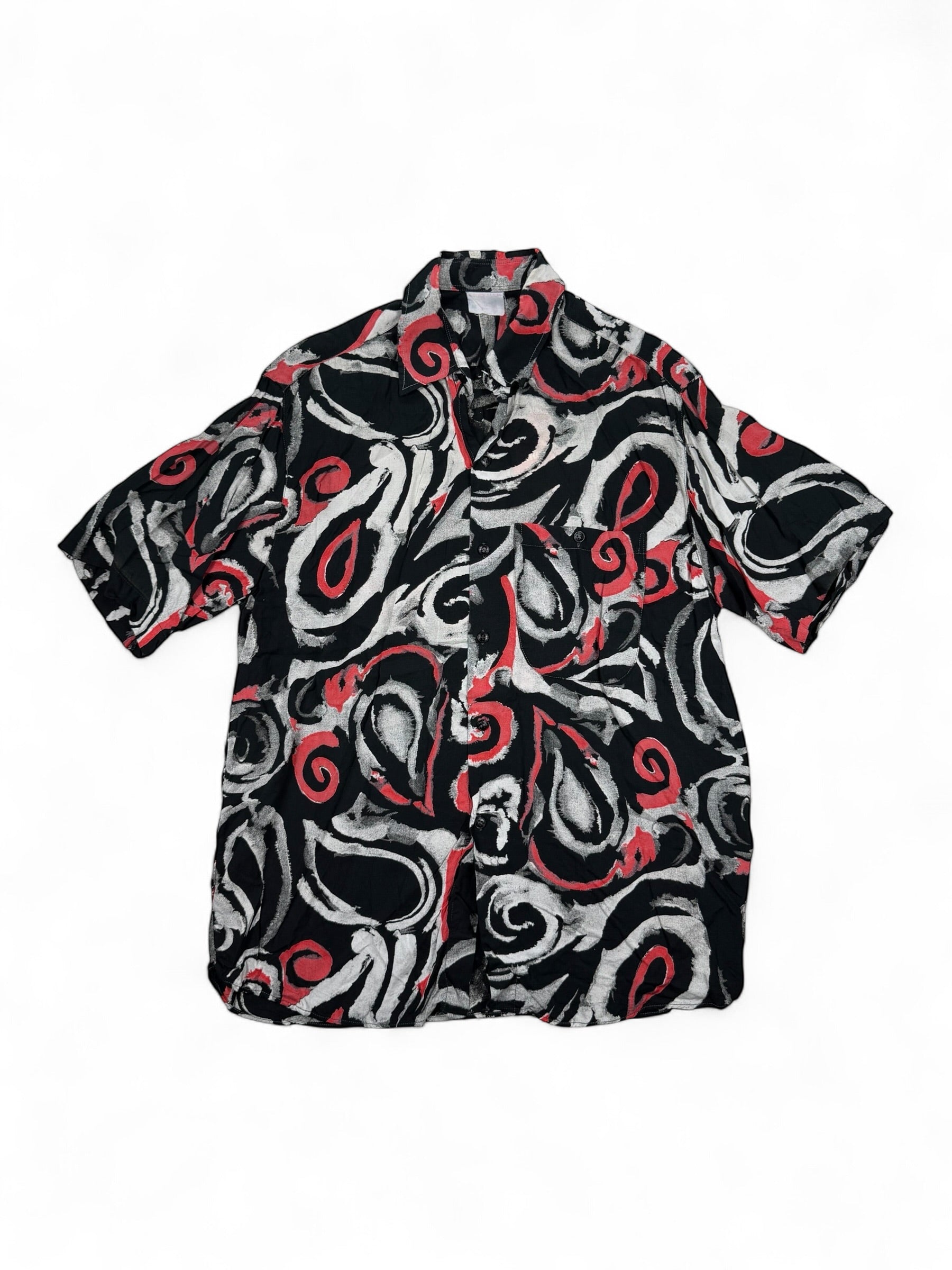 Vintage Hemd Schwarz, Rot – Größe M