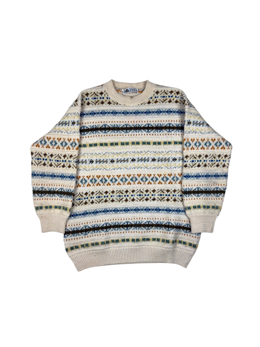 Vintage Strickpullover Cremefarben - L