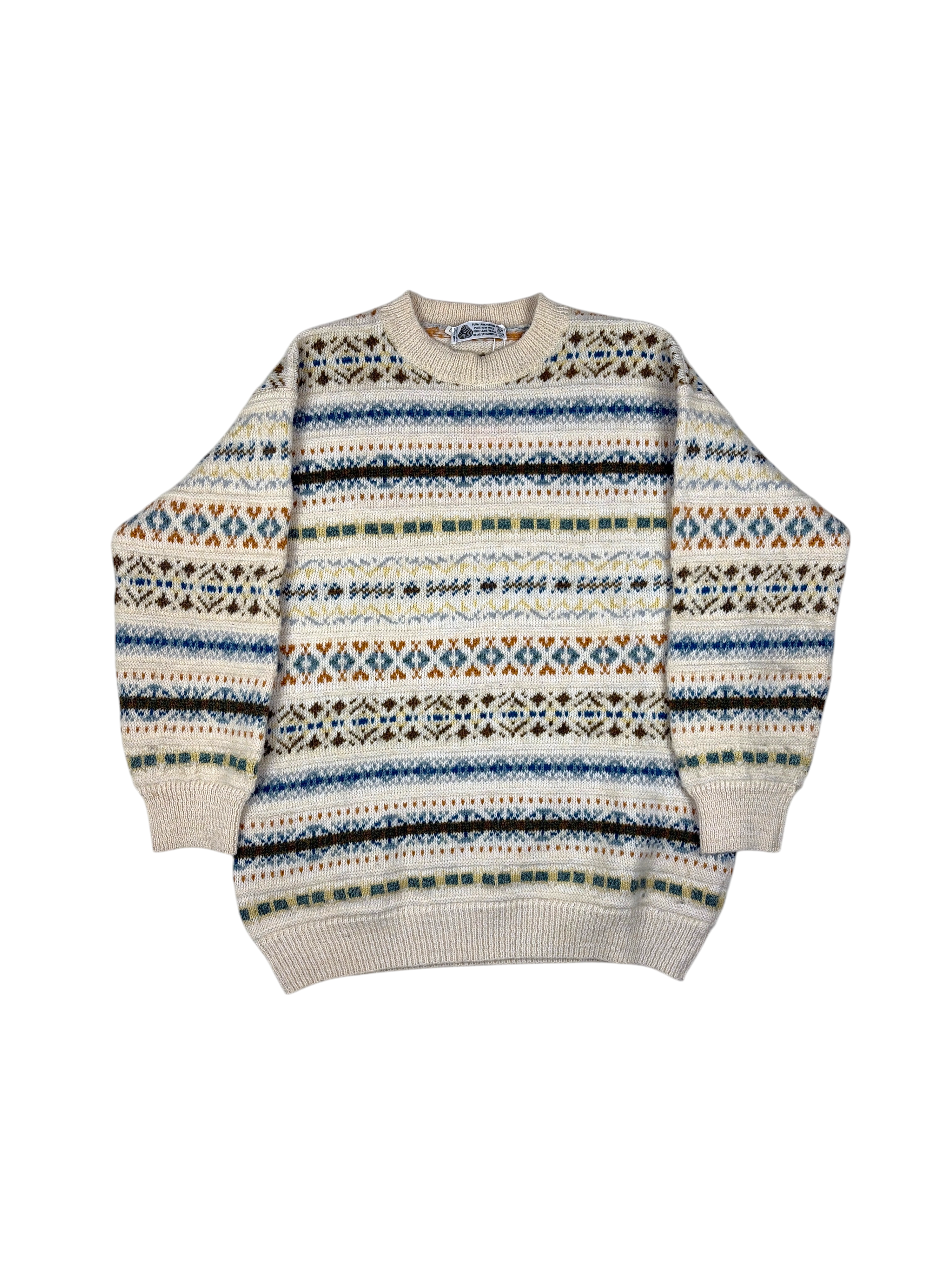 Vintage Strickpullover Cremefarben - L