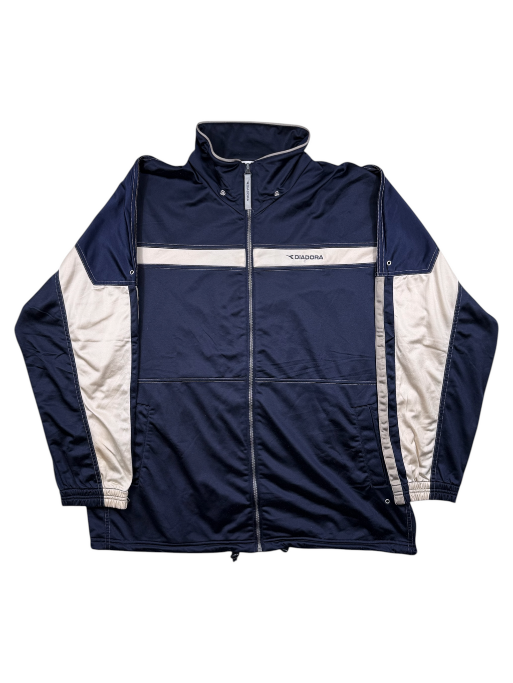 Vintage Sweatjacke Diadora Blau – Größe XXL