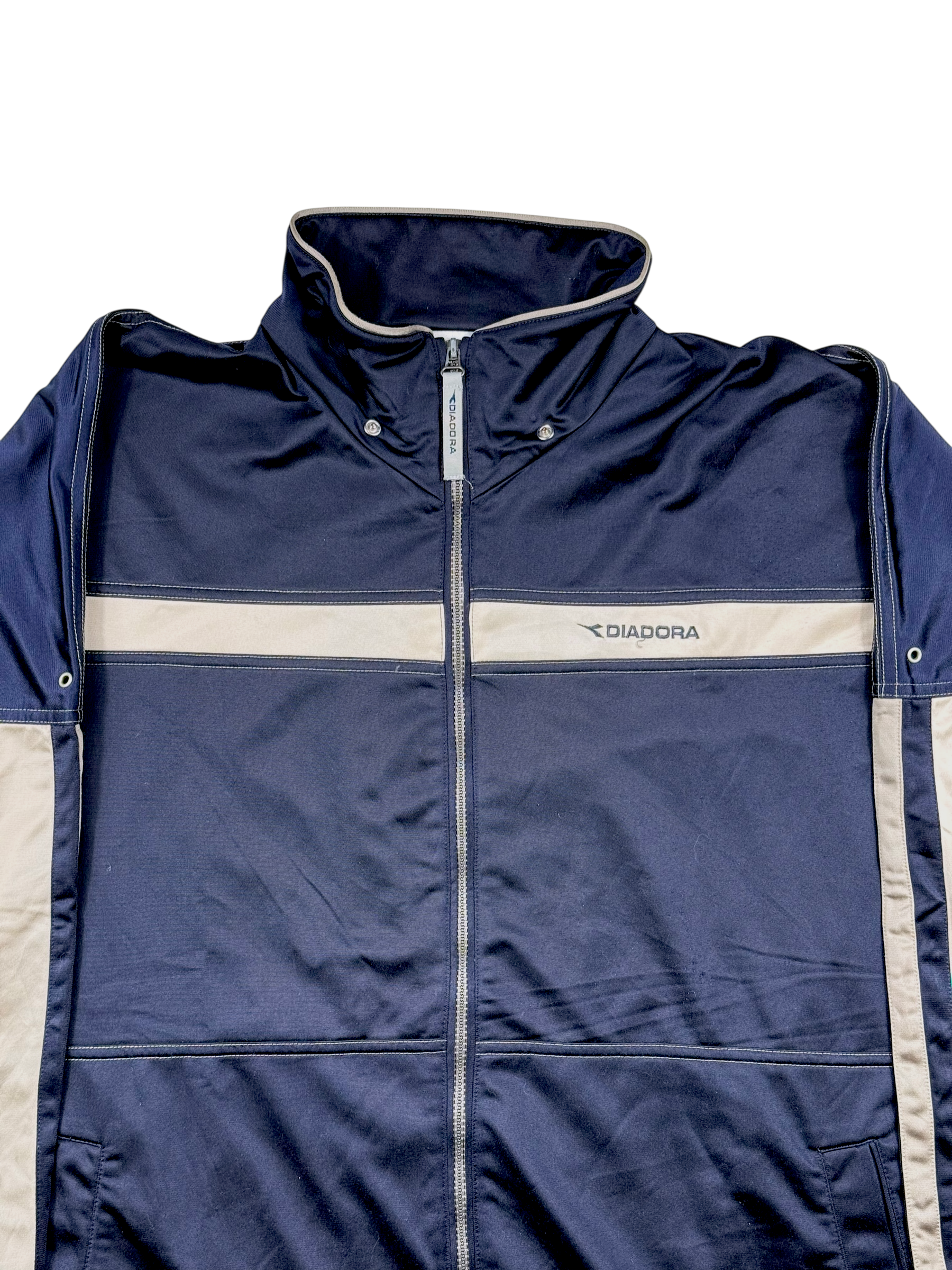 Vintage Sweatjacke Diadora Blau – Größe XXL