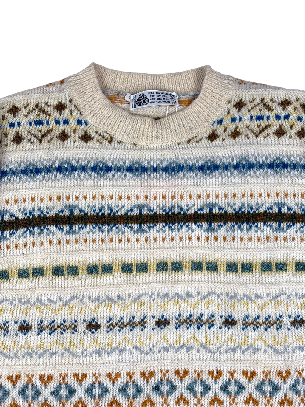 Vintage Strickpullover Cremefarben - L