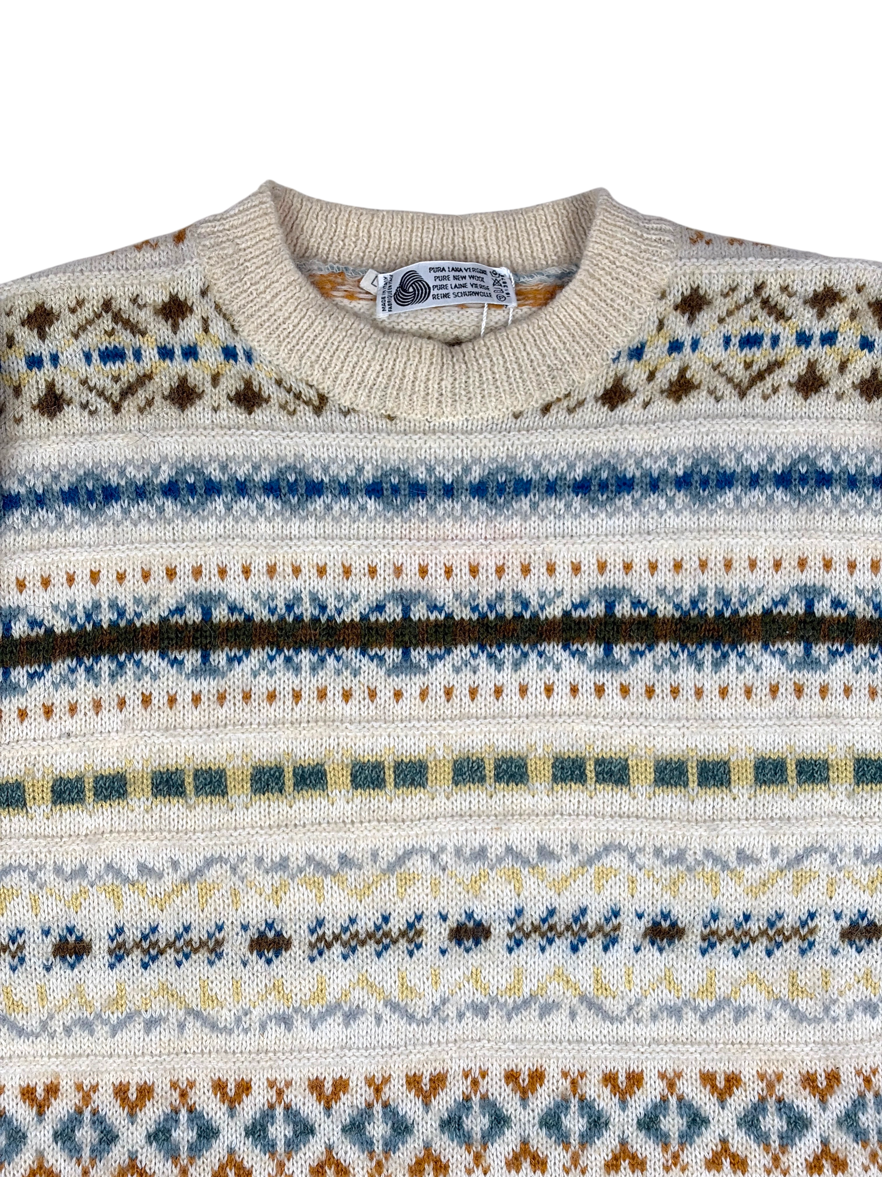 Vintage Strickpullover Cremefarben - L