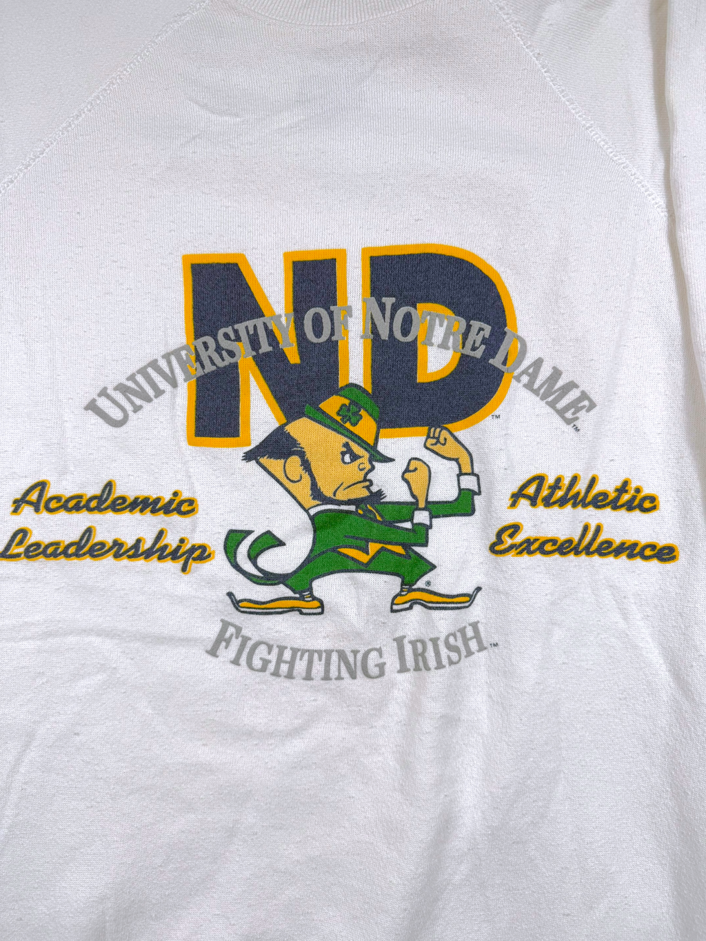 Vintage Sweatshirt University ND Weiß – Größe L
