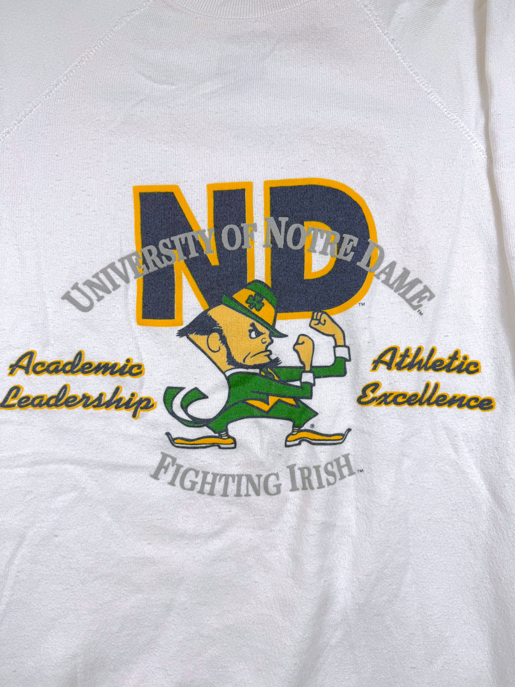 Vintage Sweatshirt University ND Weiß – Größe L