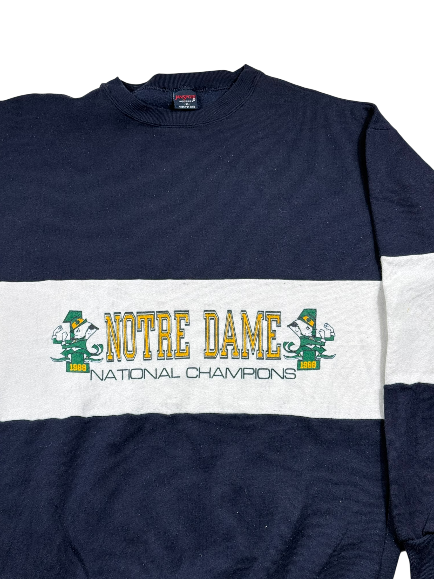 Vintage Sweatshirt Notre Dame Blau, Weiß – Größe M