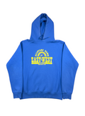 Vintopie blue cotton Nike East vs West sweatshirt with yellow graphic print and drawstring hood.