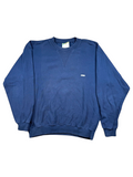 Vintopie navy blue cotton sweatshirt with a small white embroidered logo on the chest and a V-neck detail.